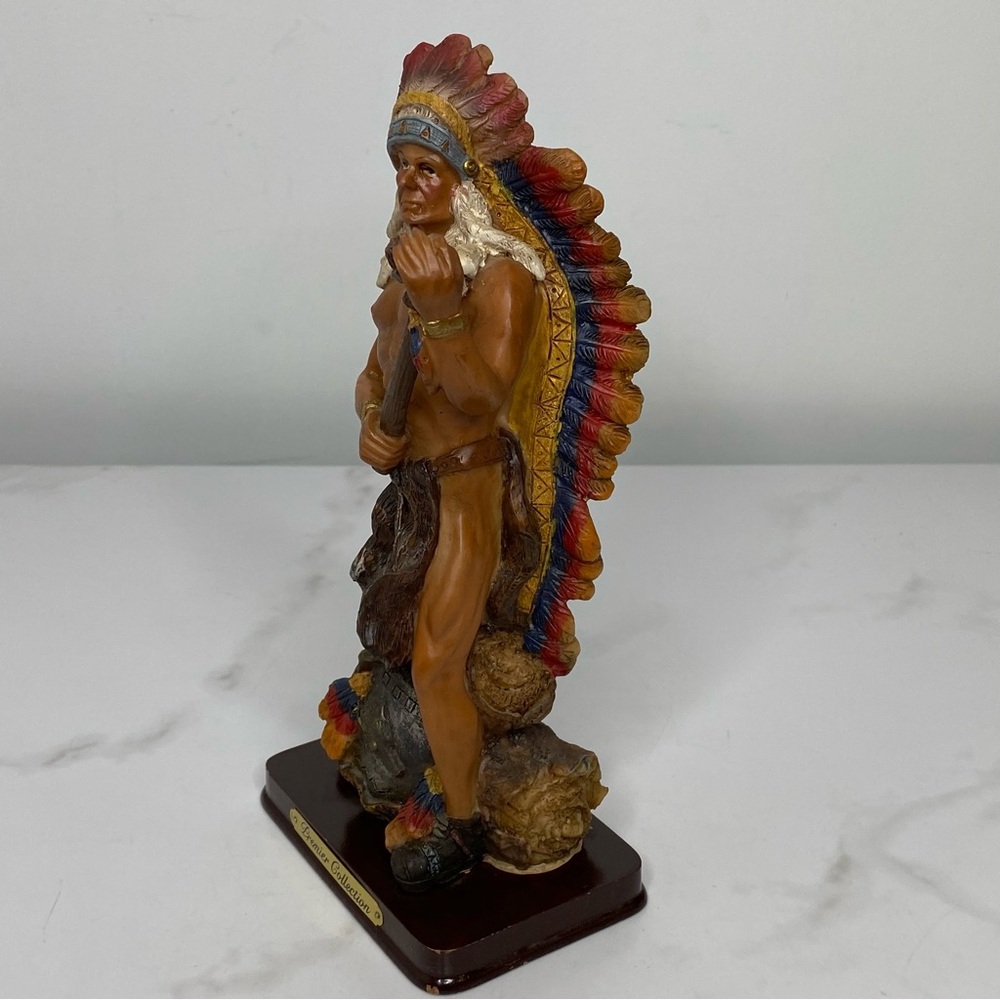 Antique Native American Indian Chief Chalkware Cigar Store Display Colorful